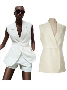 Mayson the Label Chic Sleeveless Belted Blazer Long Vest
